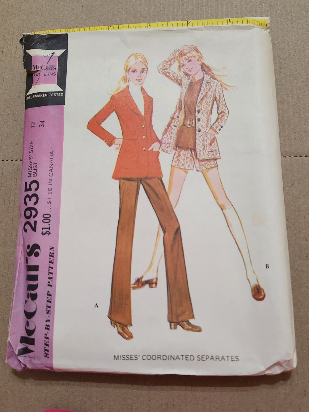 McCall's 2935 Vintage-Inspired Brown Flare Pants and Jacket